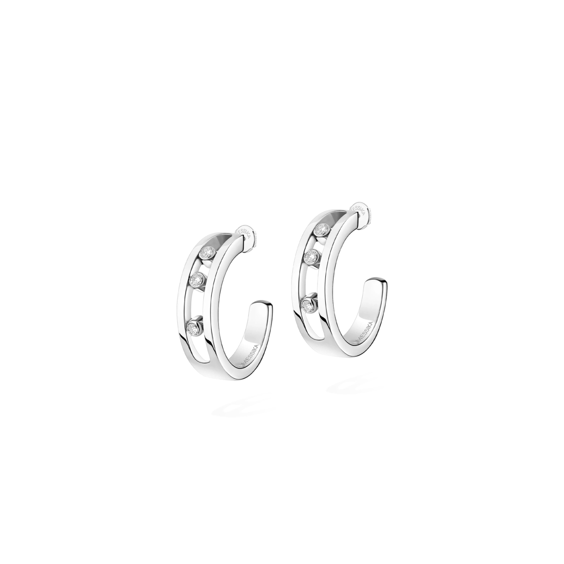 Mes1kaa move hoop earrings white gold d1am0nd earrings 04407-wg
